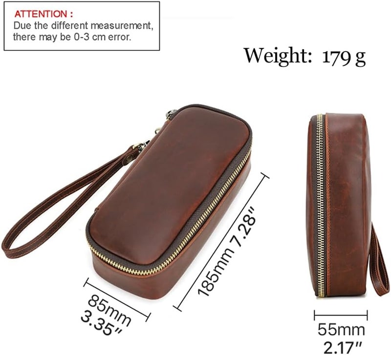 CONTACTS حقيبة تبغ صغيرة من جلد كامل الحبة لتنظيم أنابيب التدخين للسفر، ملحقات محمولة لحامل الولاعة، حقيبة أنابيب التبغ لعدد 2 أنابيب - Image 4